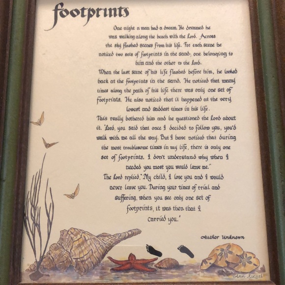 Vintage Framed “Footprints” Art - Picture 3 of 4